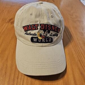 Disney Parks Walt Disney World Hat Cap Strap Back Beige Mickey Mens One Size